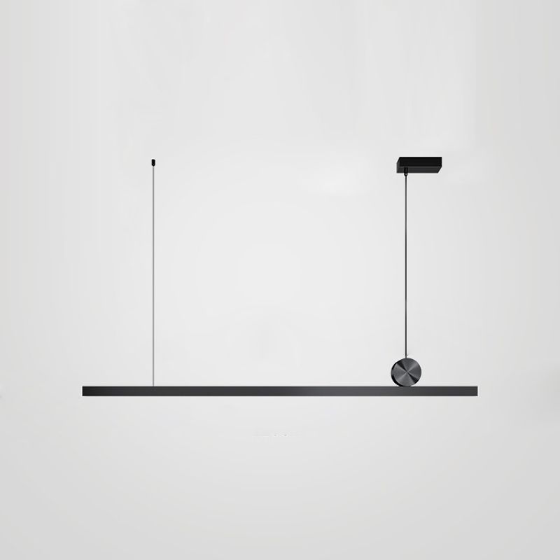 Schwarz gerade Insel hell moderne Aluminium -LED -Inselanhänger für Wohnzimmer