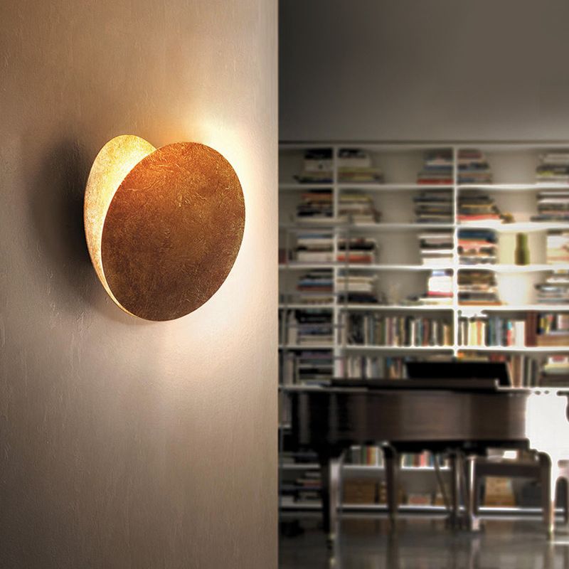 LED Rotatable Wall Light Fixture Modern Style Round Shape Wall Sconce Lamp for Bedroom