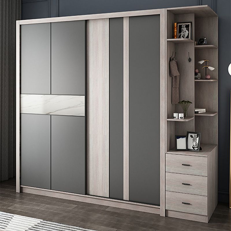 Sliding Wardrobe Closet with Shelves Modern Wardrobe Armoire