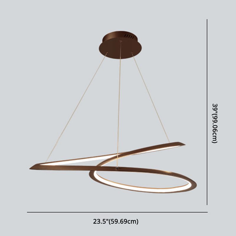 Seamless Curves Metal LED Chandelier Minimalism Suspension Light for Dining Room