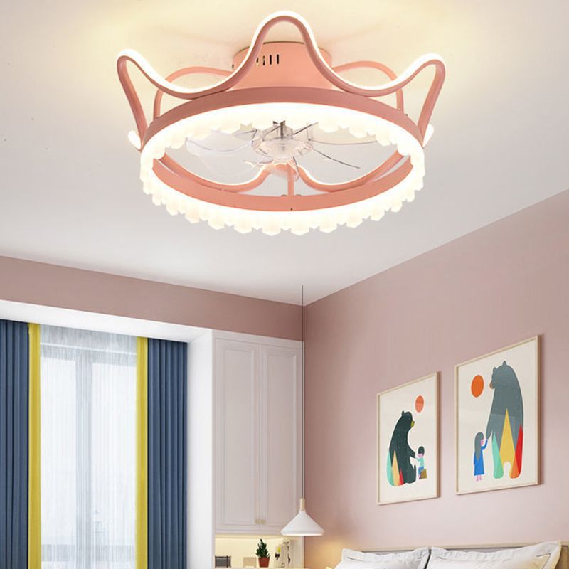 2 Light Ceiling Fan Light Modern Style Metal Ceiling Fan Light for Children's Room