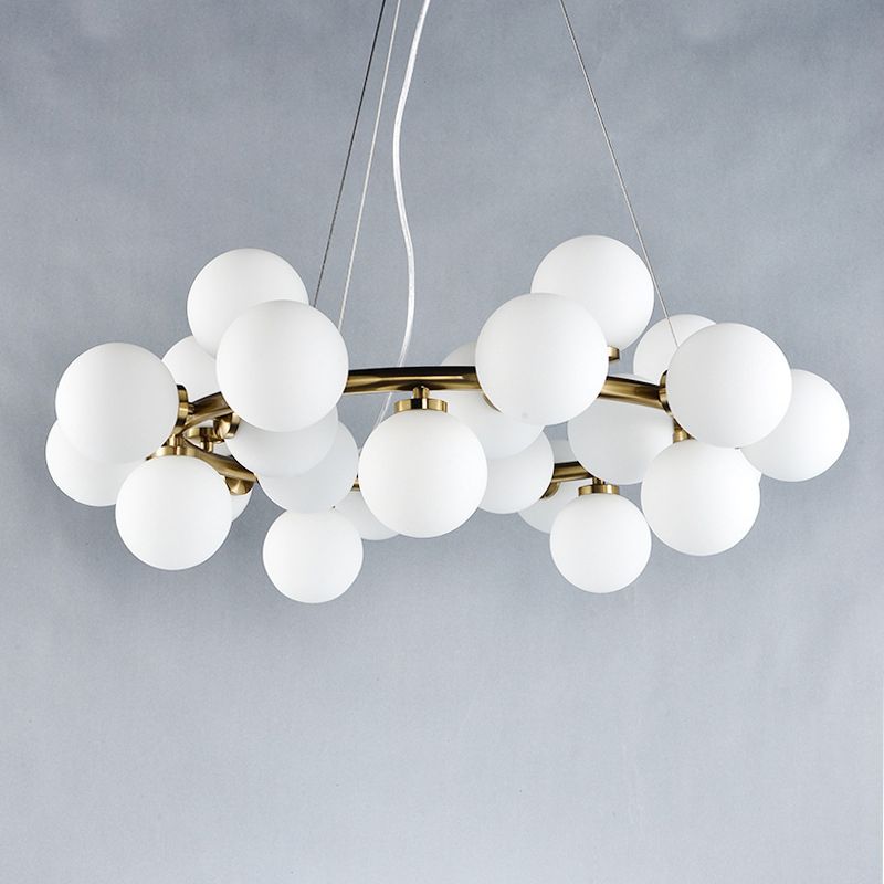 Glass Circular Hanging Pendant Light Contemporary Chandelier Pendant Light in White