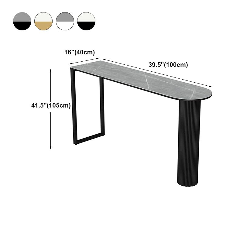 Modern Marble Bar Table with Specialty Table Top Double Pedestal Table- 41.3" H