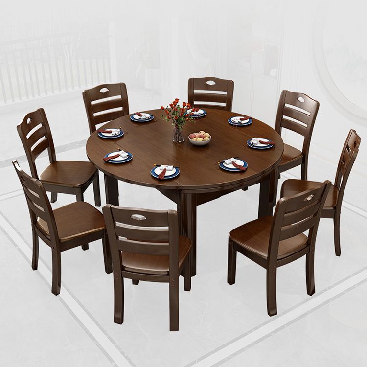 Moderne massief houten eetkamercollectie Uitschuifbare eettafel op schraag