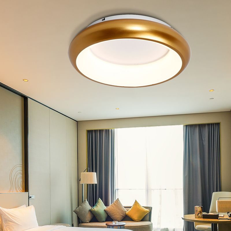 19.5"/25.5" W Donut Flush Mount Lighting Macaron Metal and Acrylic Integrated Led Flush Lamp in Black/Green/Gold/White