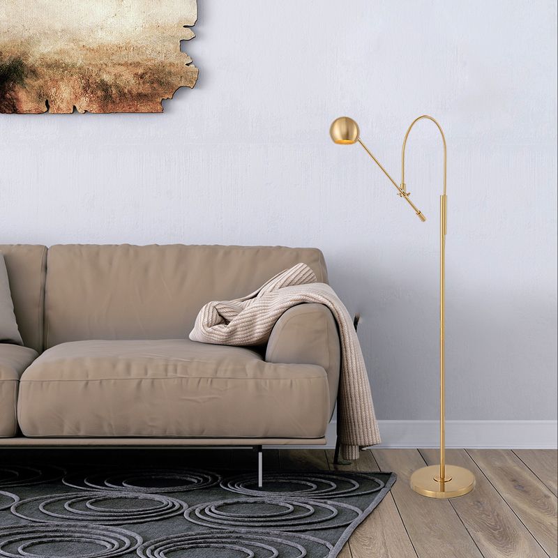 Arch/ángulo recto Iluminación de piso giratorio Metal posmoderno Lámpara de pie de oro de 1 luces con sombra de domo