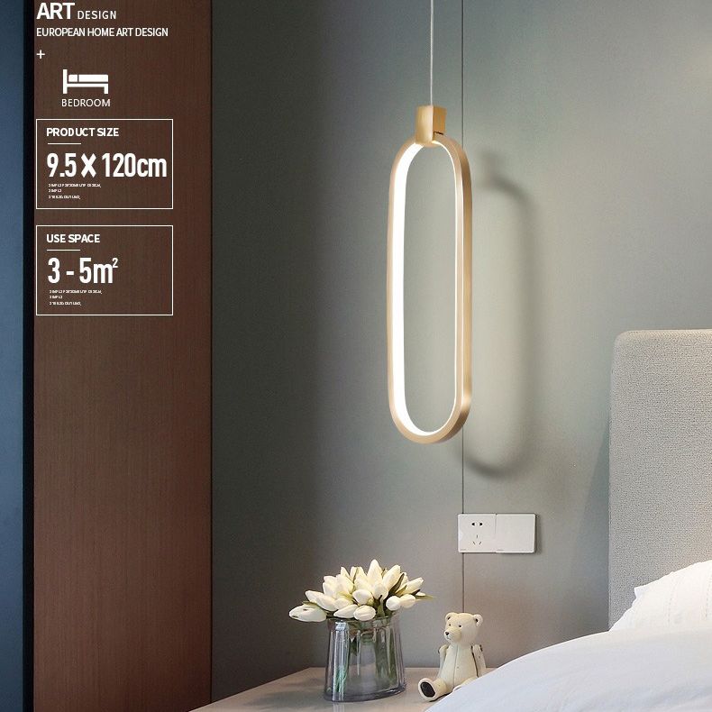 Luce a ciondolo a LED in alluminio in moderno gel di silice in stile conciso luce oblunga per camera da letto