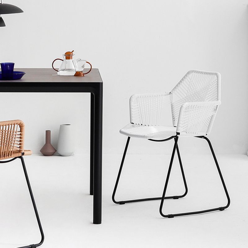 Contemporary Plastic Barstool Armed Stool with Steel Black Frame