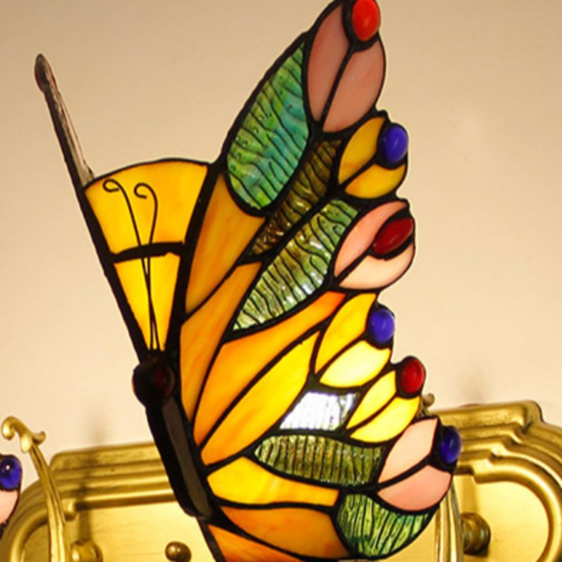 Tiffany Butterfly Sconce Light Fixtures Glass Wall Light Sconce for Bedroom