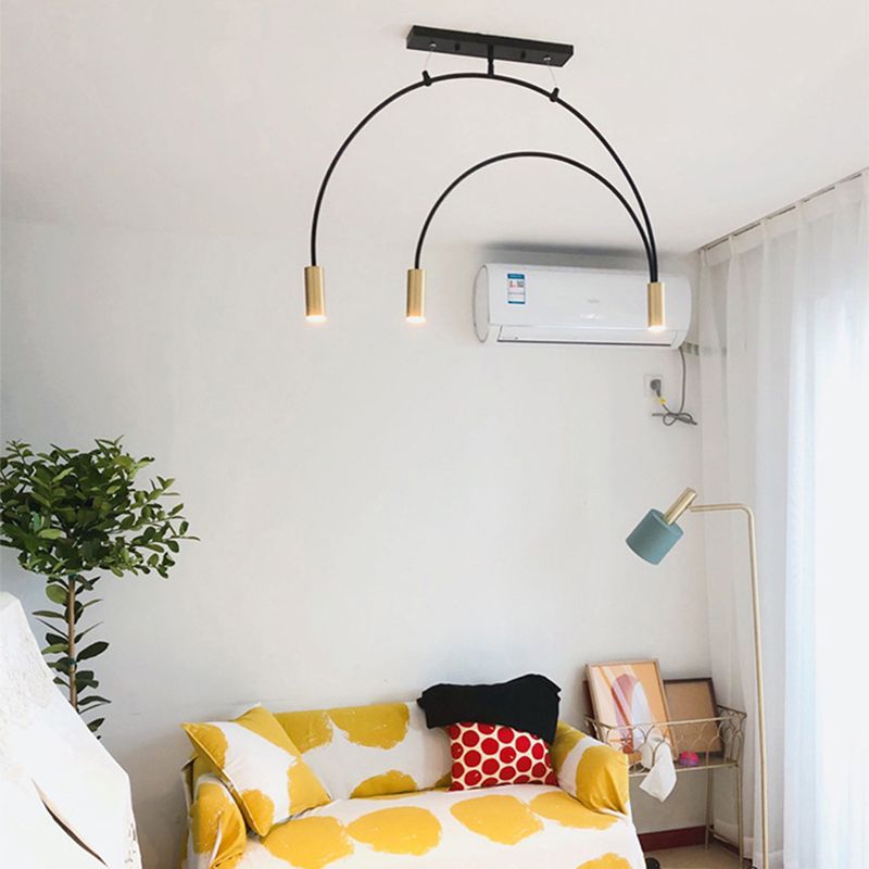 Simple Island Chandelier Lights Modern Style Cylinder Shape Metal Multi Light Pendant