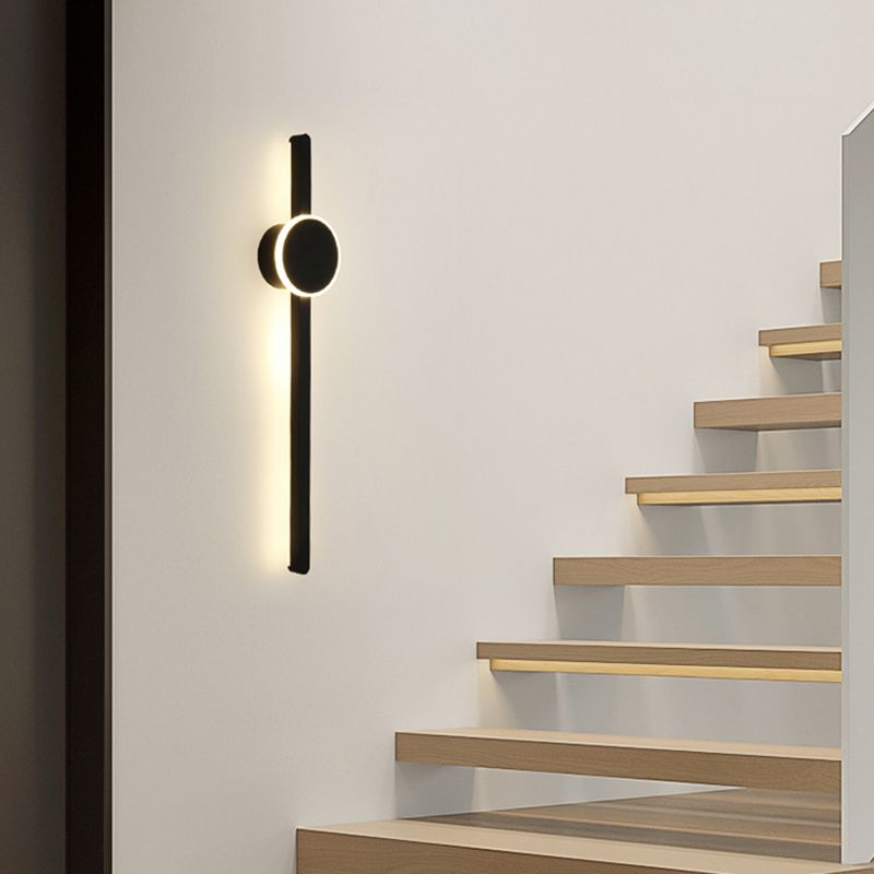 Linear Shape Metal Wall Lighting Modern Style 2 Lights Wall Mounted Light in Black