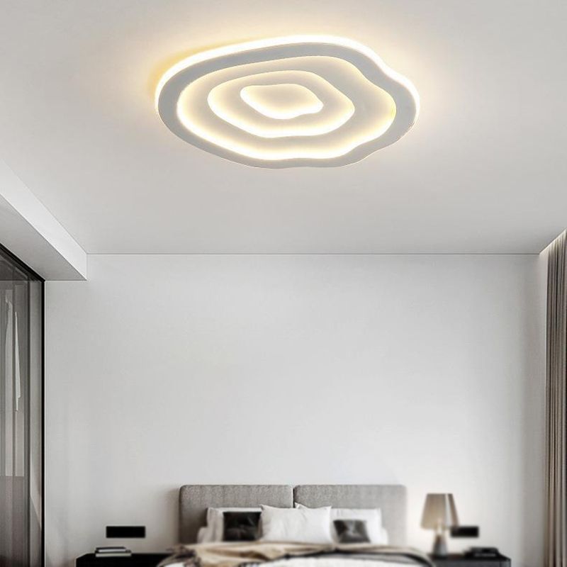 Single Modern White Flush Mount Lighting Unique LED Acrylic Ceiling Light