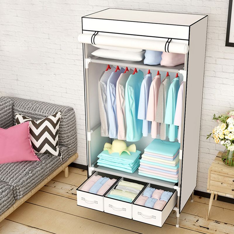 Steel Wardrobe Armoire with Drawer Modern Wardrobe Cabinet for Home