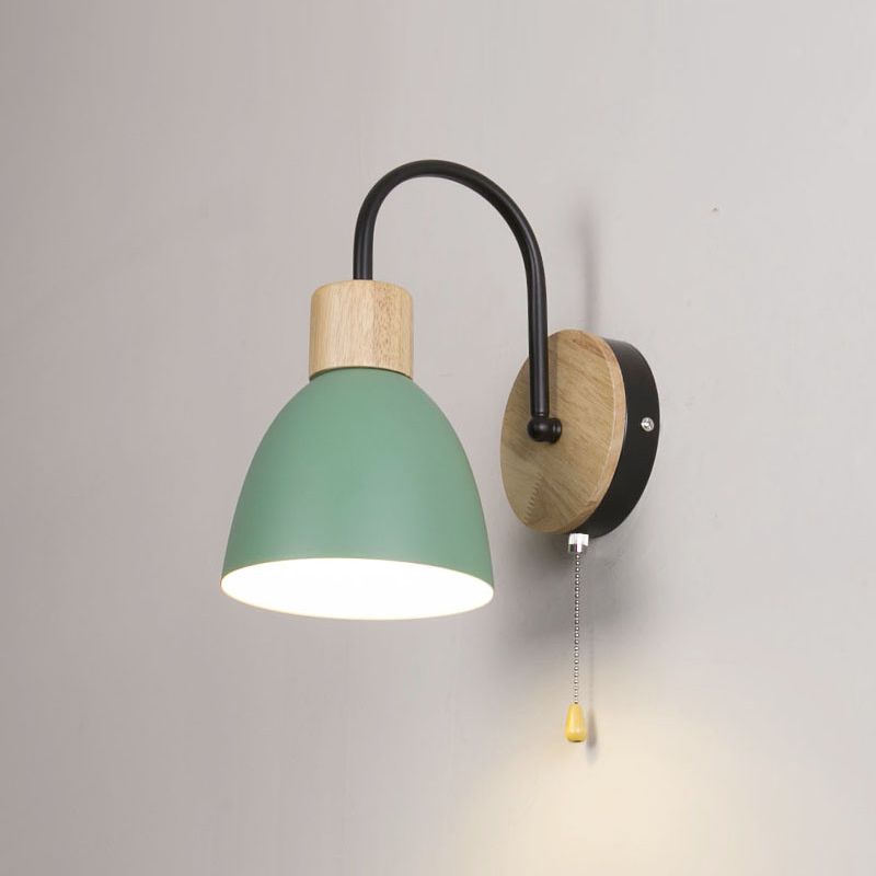 Moderner Stil Flared Leuchtenleuchten Holz 1 leichte Wand montierte Beleuchtung