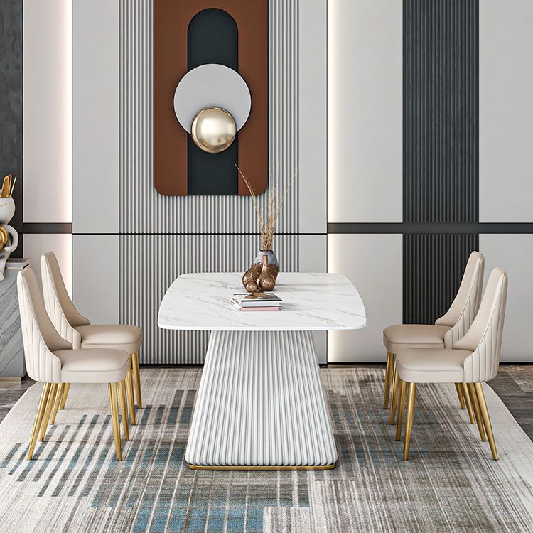 Glam 1/2/5/7 Pieces Dining Room Set with Leather Chairs Dining Furniture for Home Use