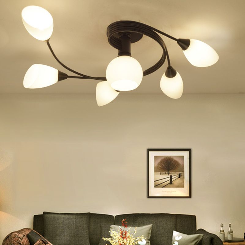 Glass Geometric Flush Mount Lights Contemporary Style Multi Lights Flush Ceiling Light