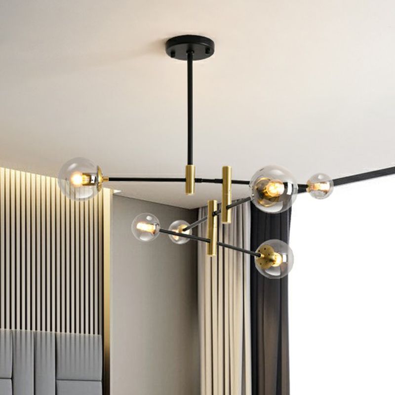 Simplicity Ball Shade Chandelier Glass Bedrod Apparecchiatura di illuminazione sospesa con braccio rotabile