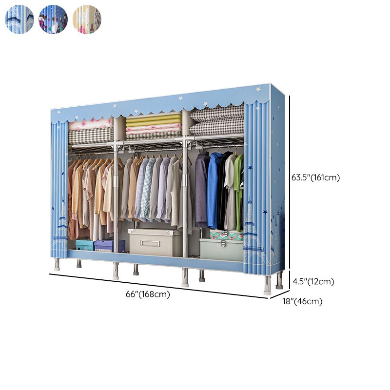 Contemporary Wardrobe Closet with Legs Steel Wardrobe Armoire