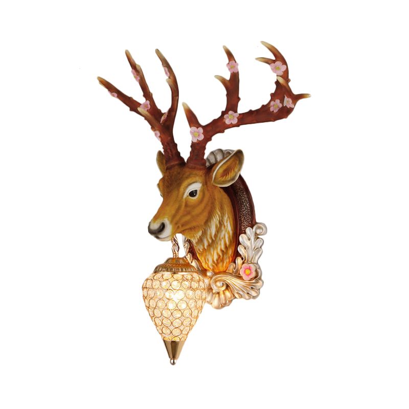 Éclair de larme de lampe de vanité blanche / brun Crystal 12.5 «/24,5» W Éclairage mural vintage à 1 lumière