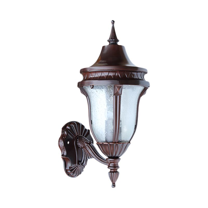 1 Glühbirne klare schäbige Glaswandlampe Retro Rost Urne Schatten Außenbeleuchtungsideen im Freien