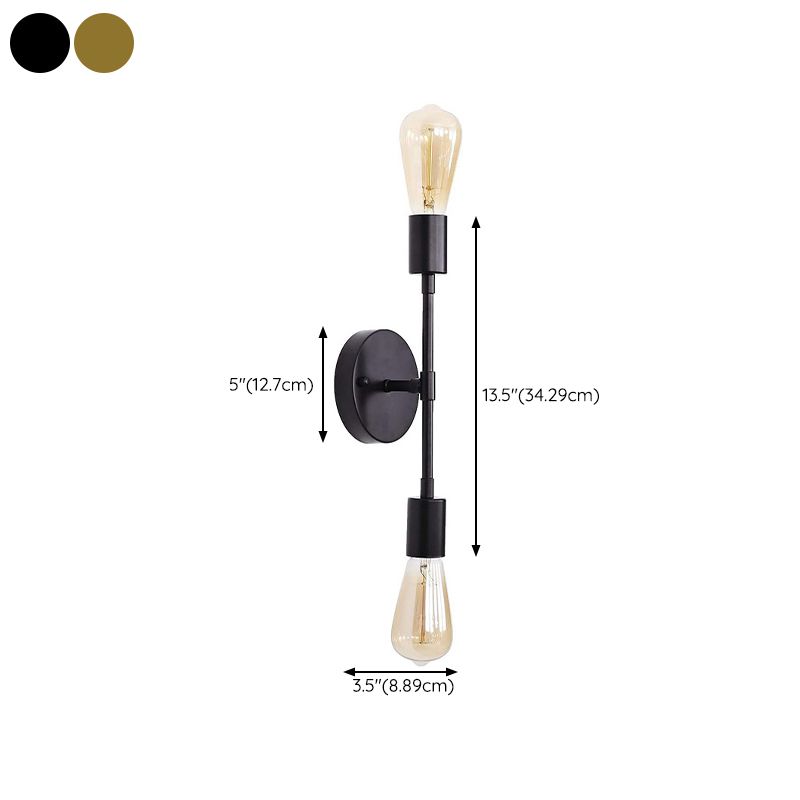 Modern Minimalist Golden and Black Metal Wall Light Sconce for Washroom