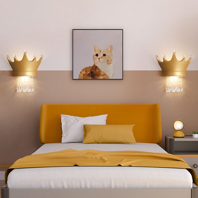 Crystal Crown Shape Wall Light Modern Style 2 Lights Wall Light Sconce