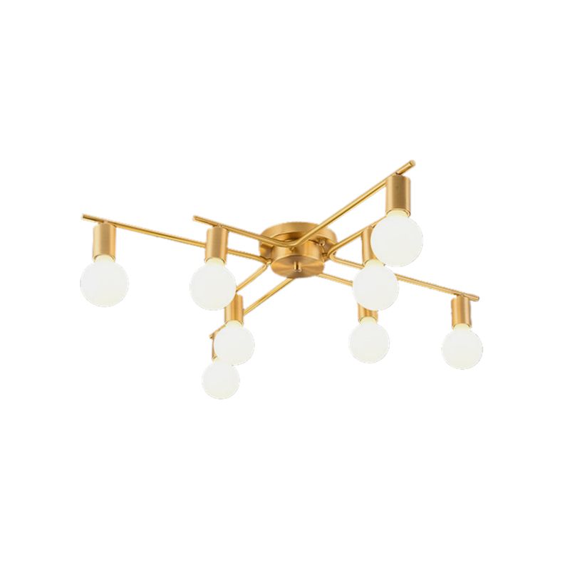Brass Molecular Flushmount Light Post Modern 8 Bulbs Cream Glass Flush Mount Ceiling Lamp