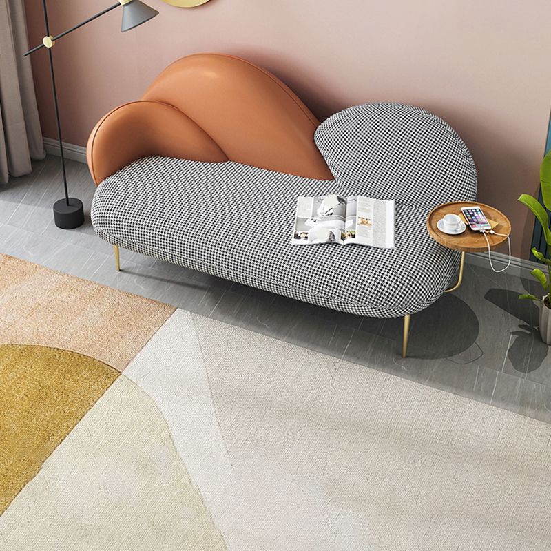 Contemporary Curved Sofa Moon Shape Sloped Arm Sofa with Storage Tray for Living Room