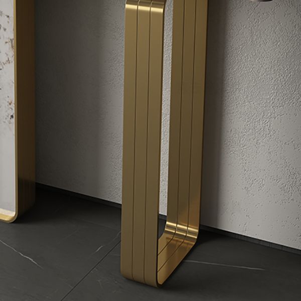 Modern Rectangular Console Table Stone Console Sofa Table in Gold and White