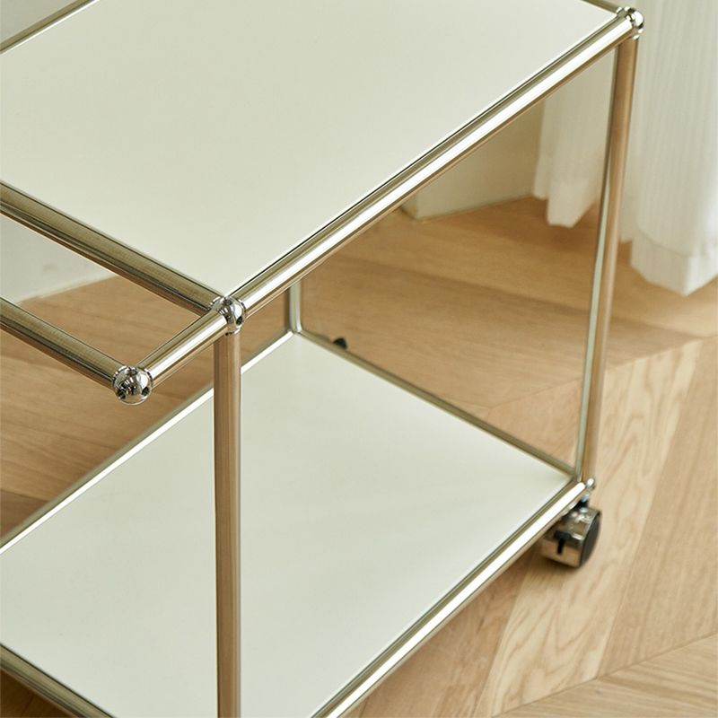 Contemporary Simple Rectangular End Table with Casters 1-Shelf 23.2" Tall Side Table