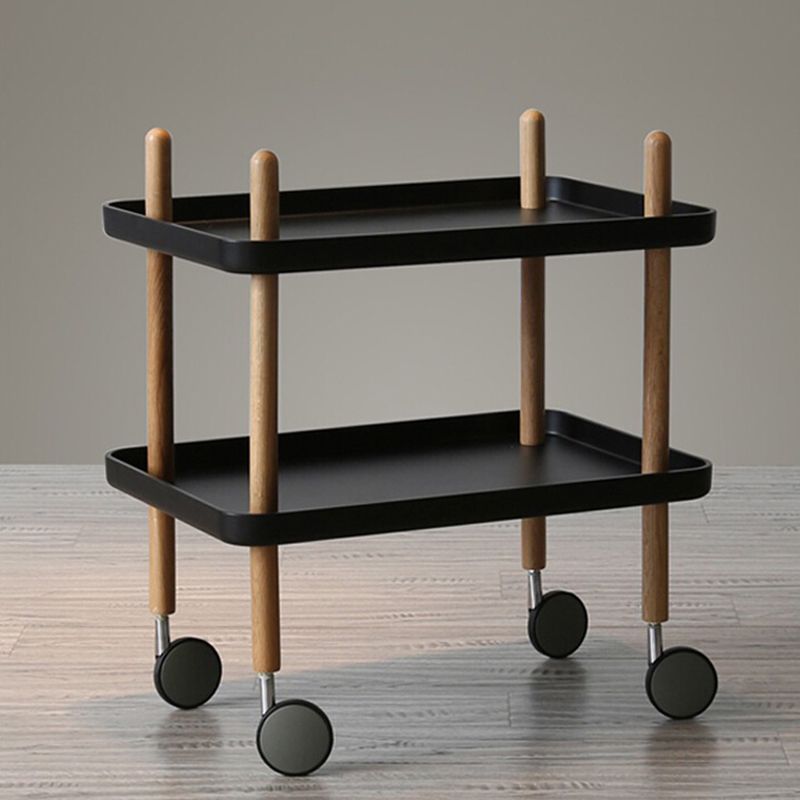 Modern 4 Legs End Table 2-Tier Wooden Accent Side Table for Living Room