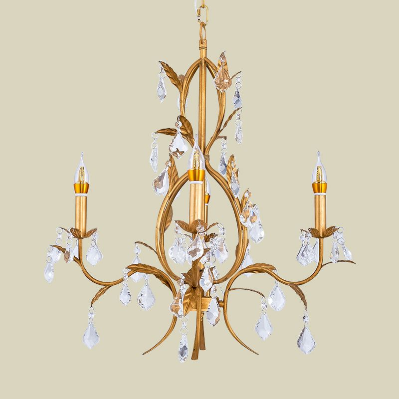 4 luci soffitto a sospensione Luce a candela contemporanea Crystal Drip Classic lampadario Apparecchiatura in oro in oro