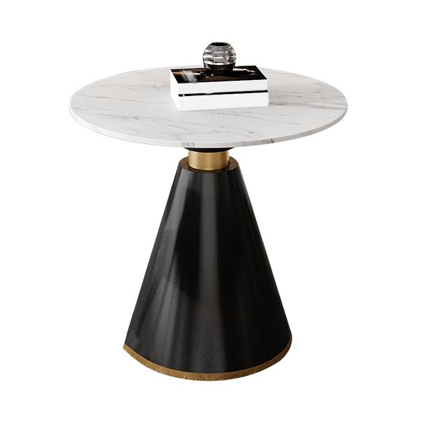 Traditional Luxury Round Dining Table Sintered Stone Table with Black Pedestal Base