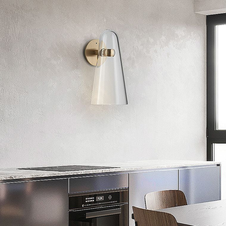 Nordic Glass Shade Wall Sconce Light 1 Light Metal Arm Wall Lamp for Bedside Corridor