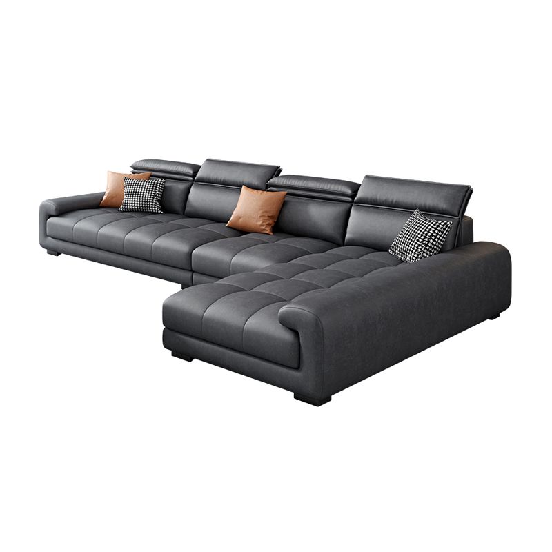 Modern 39.3"H Faux Leather Pillow Top Arm Sofa & Chaise for Living Room
