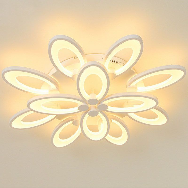 Elliptical LED Semi Flush Mount Modern Acrylic White Flushmount Ceiling Light for Living Room