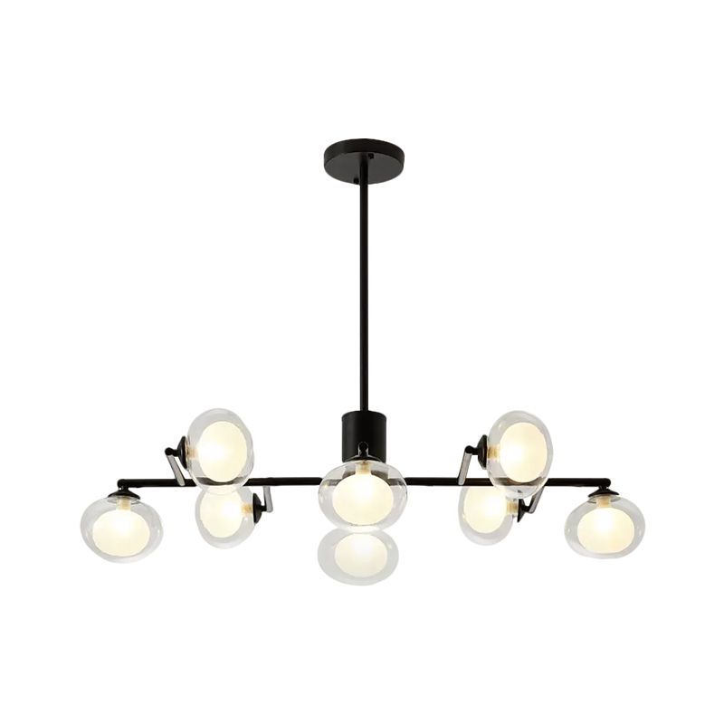 Modern Simple Oval Shade Island Light 8/12 Lights Glass Suspension Light in Black/White