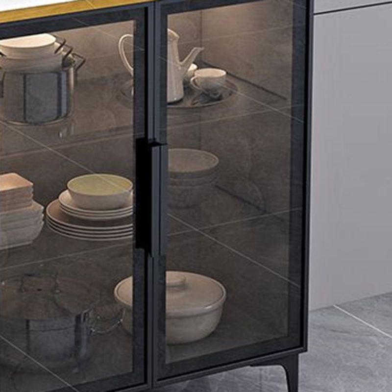 Modern Style Glass Doors Wood Sideboard Cabinet with Cabinets