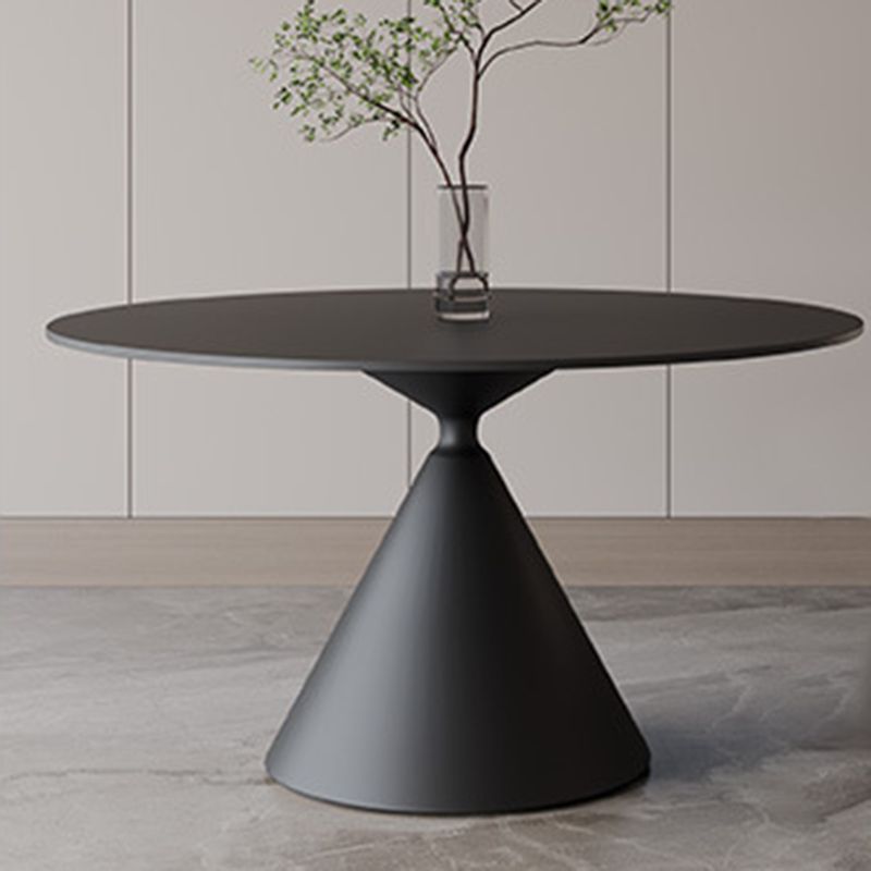 Contemporary Style Dining Round Table Sintered Stone Table with Metal Legs for Home