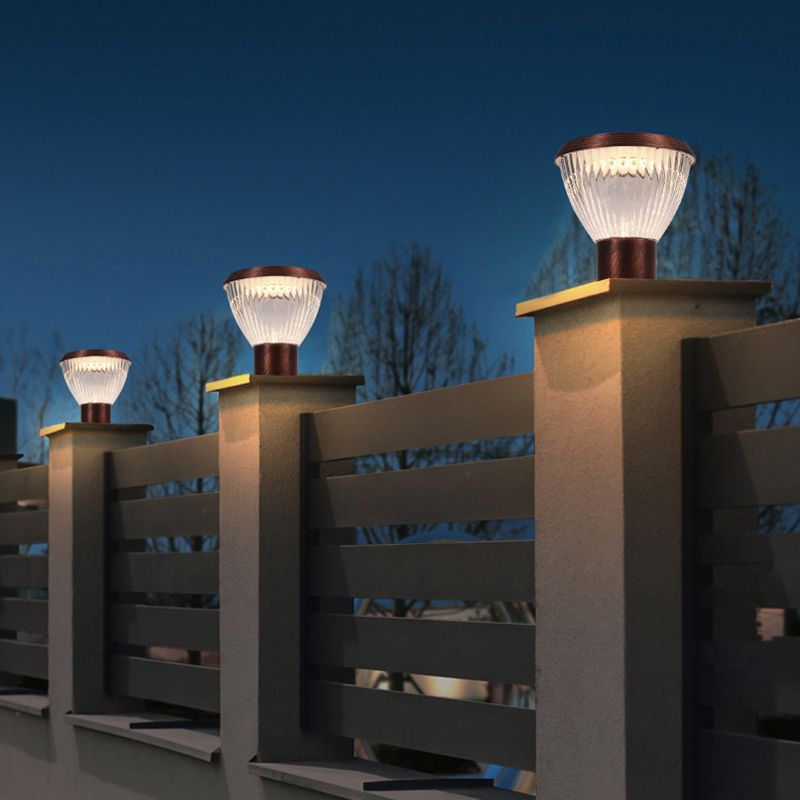LED Pillar Lamp Modern Solar Lighting Fixture with Acrylic Shade for Garden