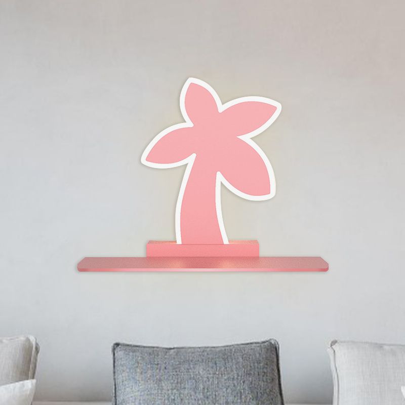 IJzeren kokosboom/auto/vliegtuigmuurverlichting cartoon LED blauw/roze sconce lamp armatuur met opbergdesk in wit/warm licht