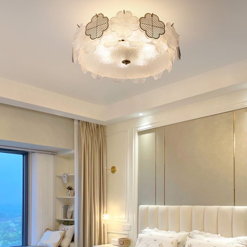 Modern Style Ceiling Mount Light Round with Glass Shade for Bedroom