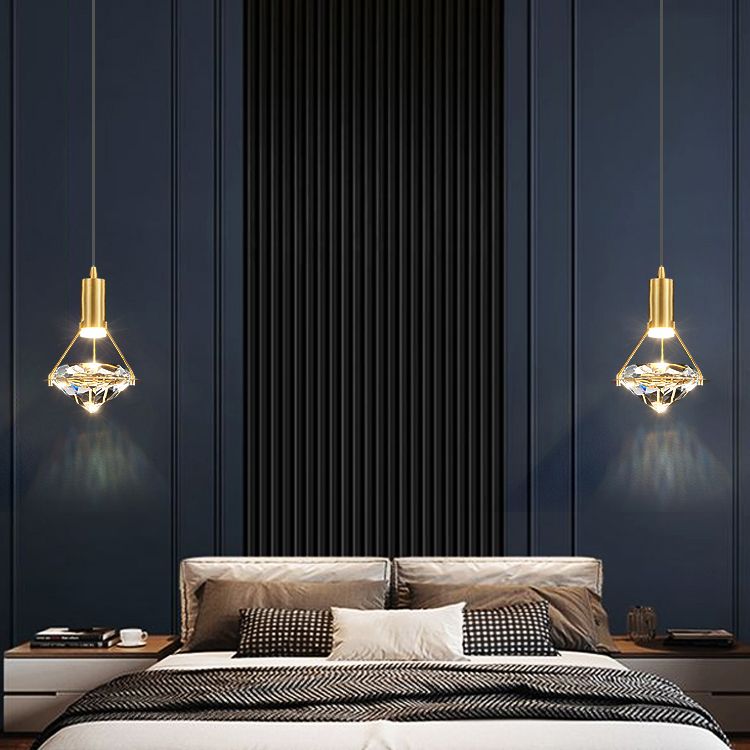 Gold Contemporary Hanging Light Kit Crystal Ceiling Light for Dining Room