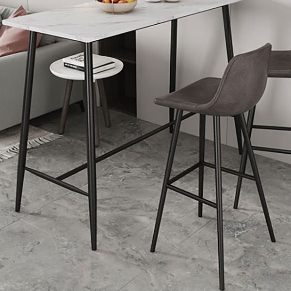 Modern Marble Pub Table with Rectangle Table Top Black Trestle Table - 42" H