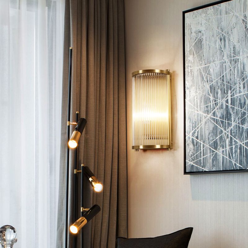 Iluminación de pared de medio cilindro de vidrio estilo de pared de múltiples luces de estilo moderno en oro