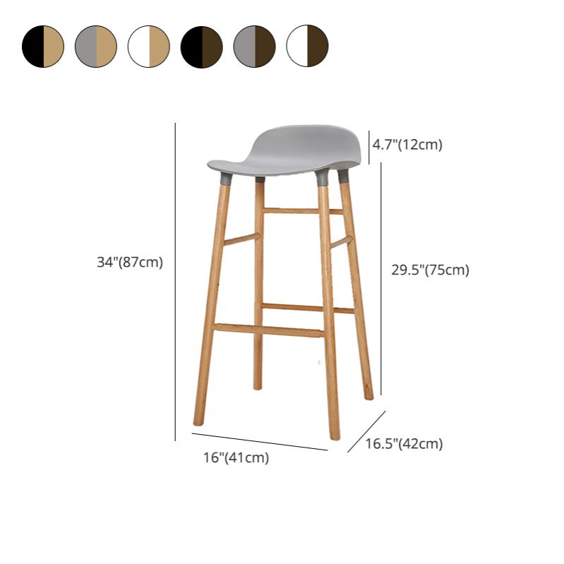 Zeitgenössische, einfache Thekenhocker, 30 Zoll, Holz, 4 Beine, Barhocker für den Innenbereich
