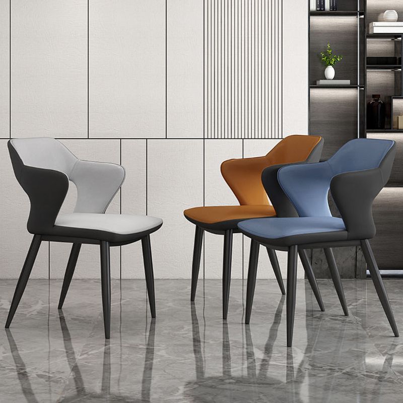 Contemporary Linen Dining Chair Open Back Dining Side Furniture in Matte Finish for Home