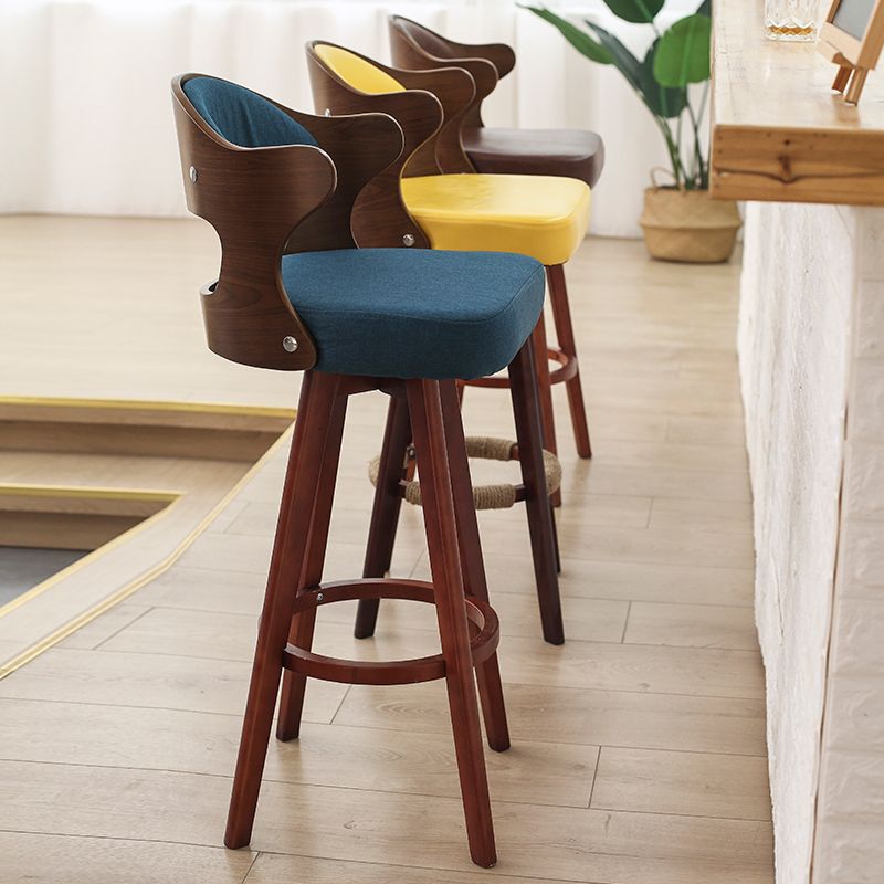 Taburete moderno sin brazos para mostrador, taburete de bar de madera para tienda de té con leche, con pedal y cojín