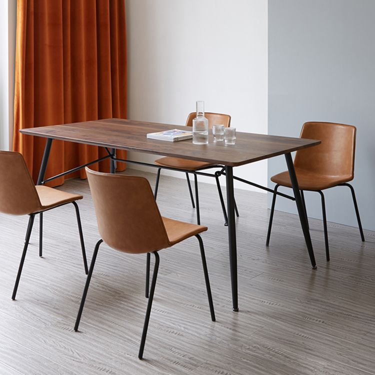 Chaise de salle à manger industrielle en métal, chaises latérales rembourrées sans accoudoirs en cuir pour usage domestique