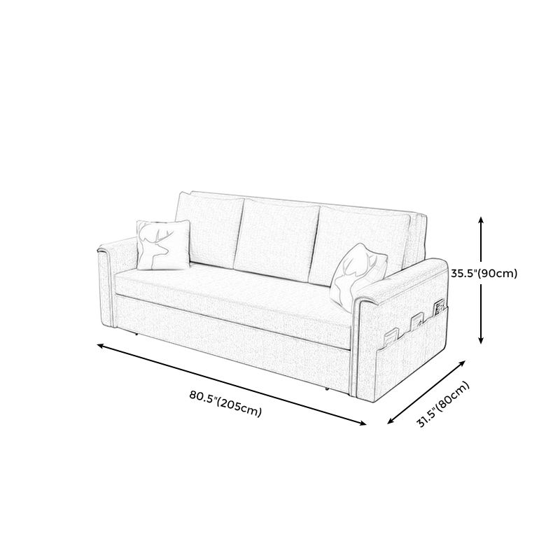 Flared Arm Modern Cotton Blend Settee Couch with Pillows with Storage